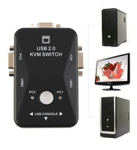 Switch Kvm 3 Puertos Usb + 2 Vga Controla 2 Computadoras