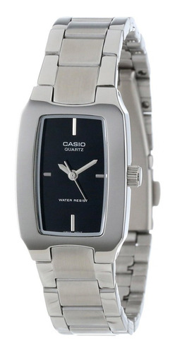 Reloj Casio Ltp-1165a-1c Para Dama Plateado/negro 