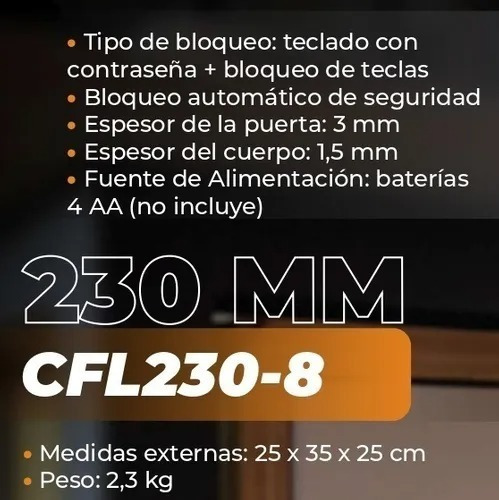 Caja Fuerte De Seguridad Digital Con Alarma Y Bloqueo 230mm