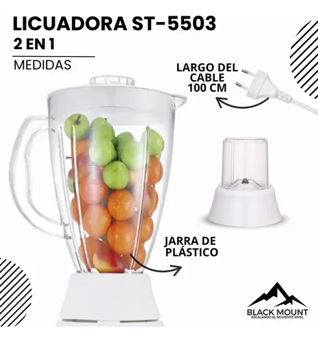 Licuadora 2 En 1 St-5503 Con Jarra De Plástico 1.5 Lts + Picadora Transparente, Potente, Versátil, Ideal Para Batidos, Salsas Y Más, Diseño Compacto Y Fácil De Limpiar Alta Calidad Everest