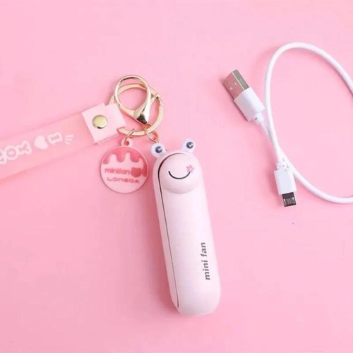 Mini Ventilador Recargable Con Llavero Powerbank De 2000 Mah