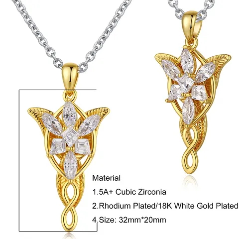 Collar Arwen Evenstar Oro Blanco 18k 45.72 Cm Joyería Mujer