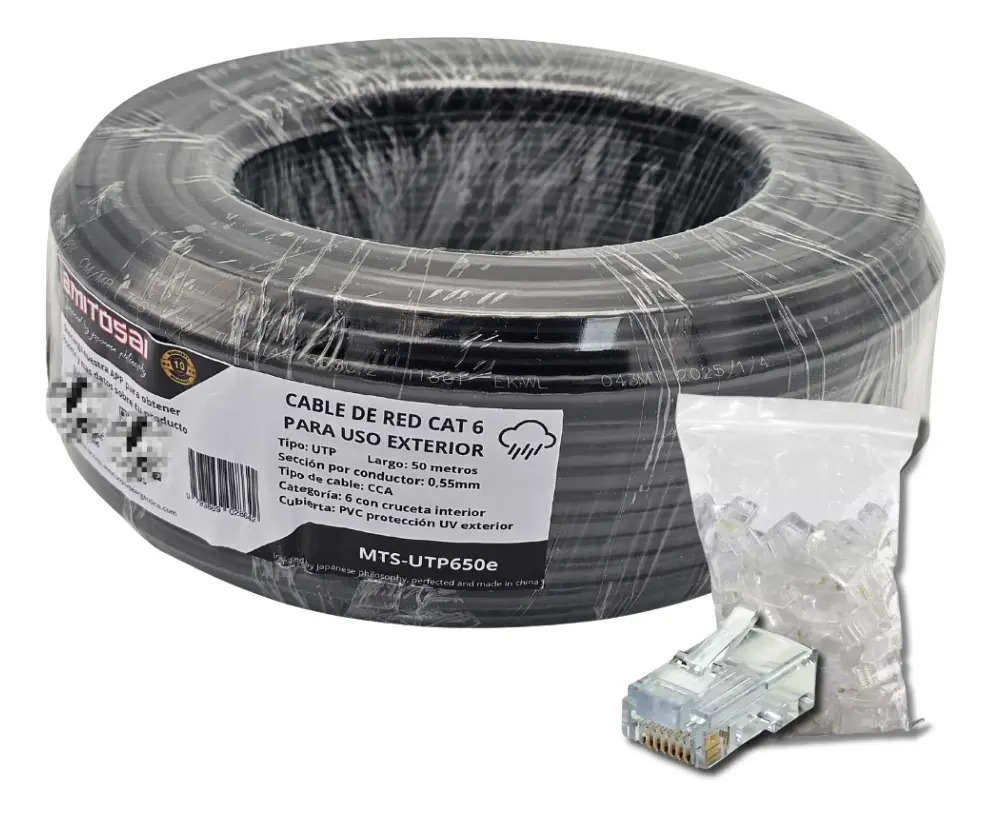 Pacote de cabos de rede UTP650e + 100 chips Amitosai Rj45