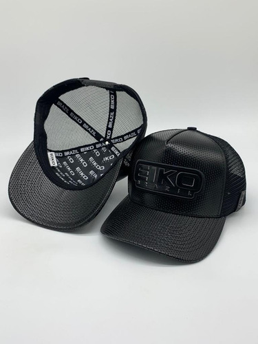 Boné Eiko Brazil Original Preto Couro Premium