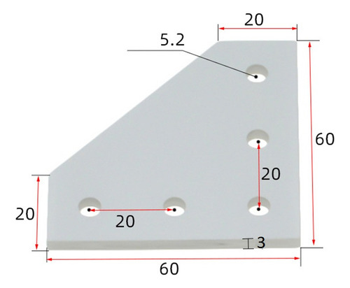 4 Placa Para Union De Perfil De Aluminio 20 Mm 2020 Esquina