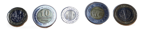 Moneda Bimetalica Monedas Distintos Paises Y Años Lote X 5