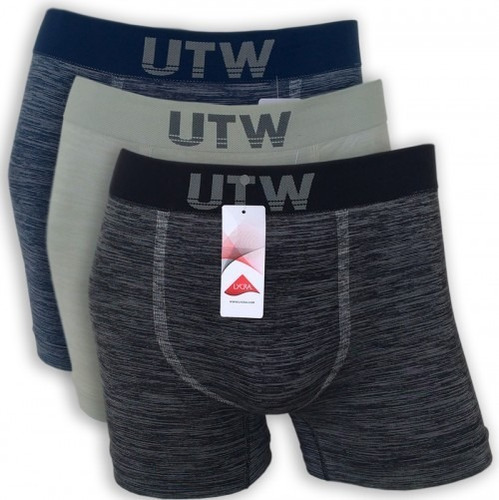 Cueca Boxer Utw Mescla Preto/cinza/marinho Kit 3 Peças Semle
