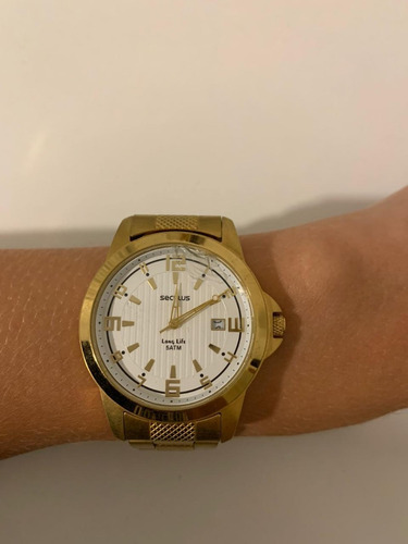 Relógio Seculus Feminino Long Life Analógico Dourado