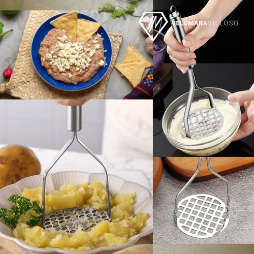 Machacador De Frijoles Papas Manual Cocina Acero Inoxidable Acero Inoxidable
