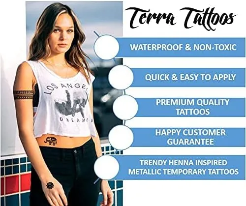 Terra Tatuajes Tatuajes Temporales De Henna Negra Más De 75