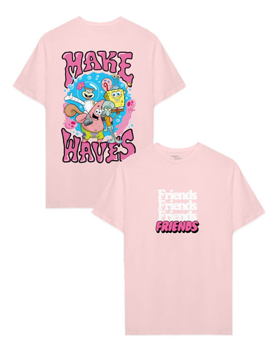 Playera Hombre Bob Esponja Make Waves Rosa