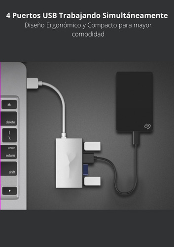 Imagen 7 de 9 de Adaptador Hub Usb-usb 4 Puertos 3.0 Super Compacto