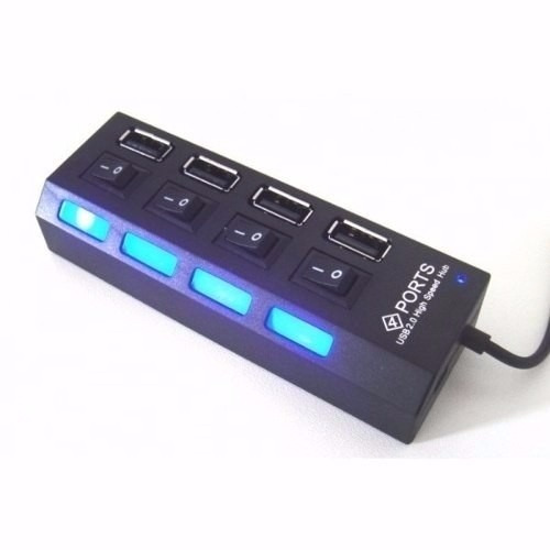 Hub Usb 2.0 4 Portas C/ Chave Individual Led Alta Velocidade