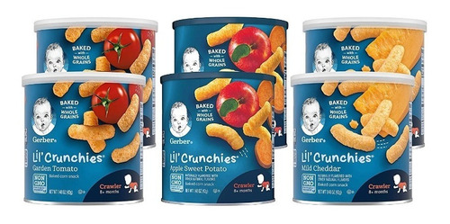 Gerber Lil' Crunchies Botana Bebe 8 Botes (42 Gr C/u)