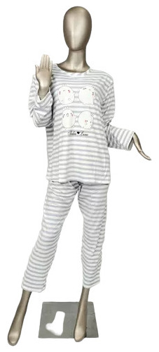 Pijama Manga Larga Con Diseño De Rayas Y Estampado 