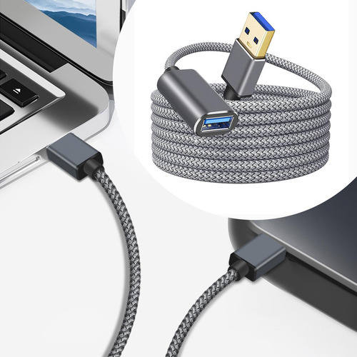 2 Cable De Extensión Usb 3.0 Macho A Hembra Nylon 0,5 M