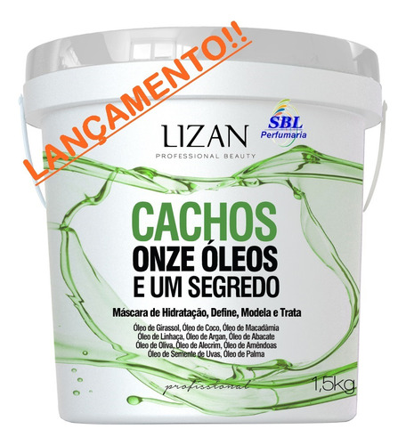 Máscara Cachos Onze Óleos Um Segredo Lizan Afrostyle 1,5kg