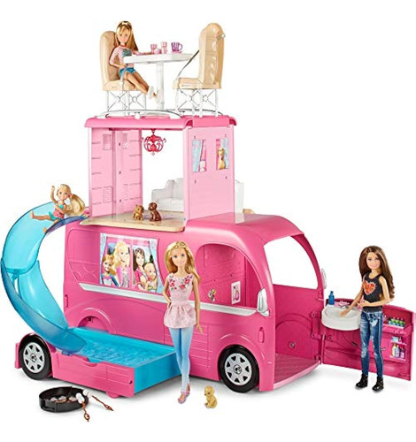 ¡barbie Pop-up Camper Se Transforma En Un Juego De 3 Pisos C