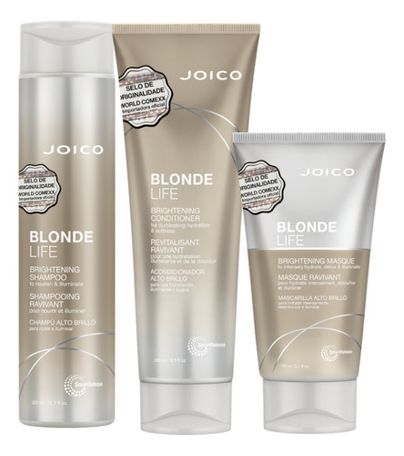 Kit Triplo Joico Blonde Life Shampoo, Condicionador E Máscar