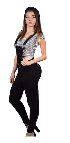 Overol Jeans Negro Mujer Peto 
