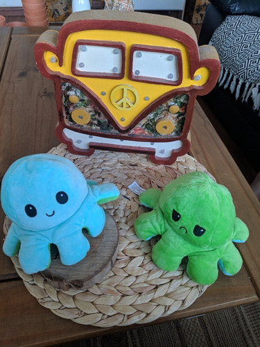 Imagen 8 de 10 de Pulpito Reversible Original Peluche Pulpo Feliz Enojado Tik