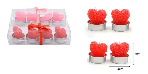 Imagen 2 de 2 de Pack 8 Velas Flotantes Corazón 3d Rojo Y Rosado