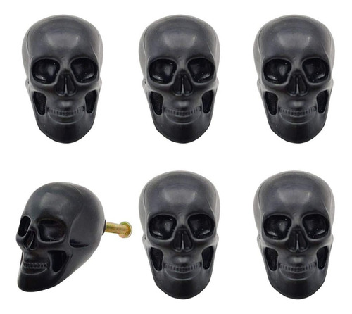Negro Esqueleto Cráneo Gabinetes Perillas,6 Piezas De ...
