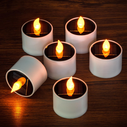 6 Velas Votivas Led Solares, Parpadeantes, Impermeables Para