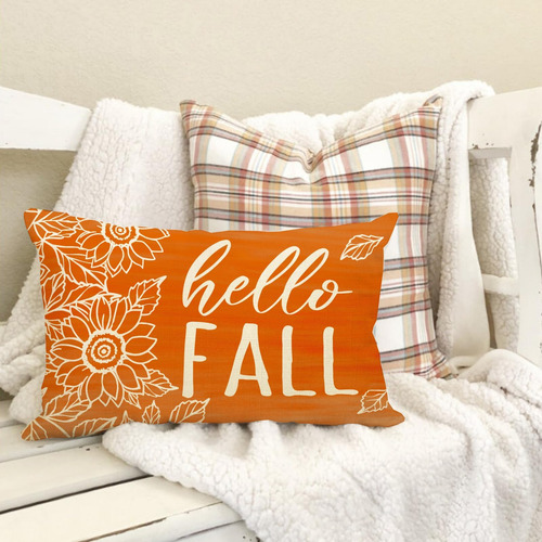 Softxpp Hello Fall Lumbar Lumbar Decorative Throw Cubierta D