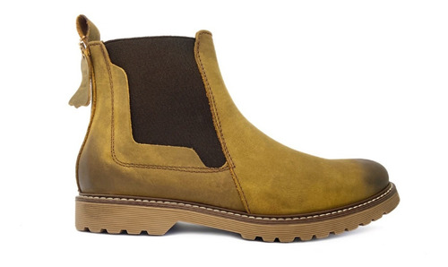 Bota Estilo Chelsea Cuero Vacuno Genuino Acabado Graso