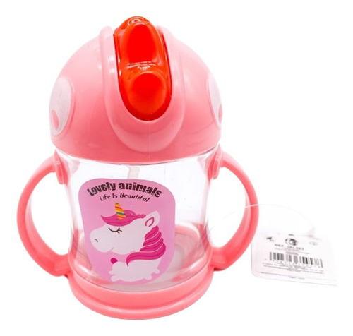 Garrafa Infantil De Plástico Com Canudinho - 300ml