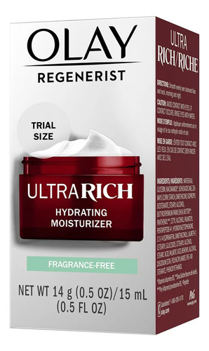 Olay Crema De Dia Ultra Rich New Regenerist Hidratante Facial Sin Fragancia, Tamaño De Prueba 0.5 Oz 14 G Elaborado Con Péptidos De Vitamina B3