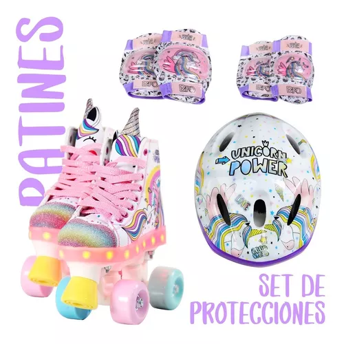 Rollers Patines Con Casco Y Protecciones Nena