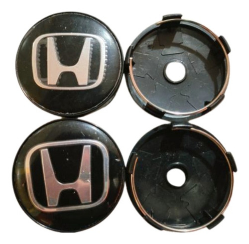 4 Tapas Central Llanta Honda 60 Mm Negras Nuevas