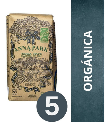 Imagen 1 de 8 de Yerba Mate Orgánica Anna Park Pack 5 X 500 Grs.