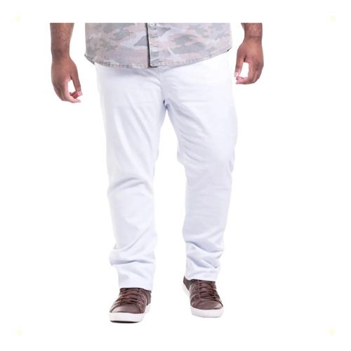 Calça Jeans Masculina Branca Sem Sarja Até Nº 56 Plus Size