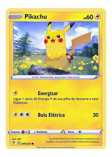 Cartas Pokemon Elétrico (Escolha Livre) - A