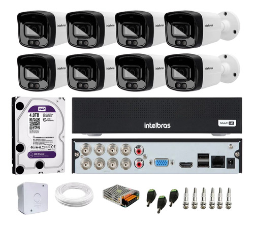 Kit Intelbras 8 Cameras 3240fc+ Audio Dvr 8 Canais C/4 Tera
