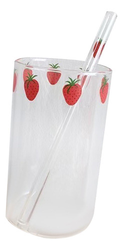 Vaso De Cristal Vaso Transparente 400 Ml Patrón Fresa