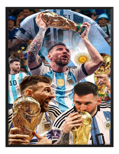 Cuadro Argentina Campeon Mundo Messi Cuarto C/marco