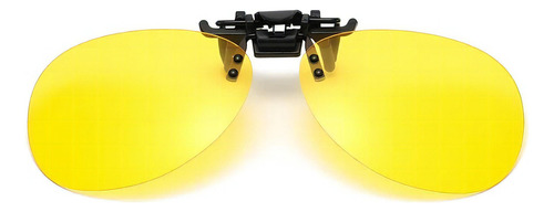 Clip On P/ Oculos Lente Amarela Bloqueia Luz Farol Carro Cor Armação Preta Haste Preta Lente Amarelo Desenho Ocean