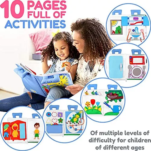 QUIET BOOK para niños - Libro interactivo de fieltro ocupado - Libros  silenciosos Montessori para niños pequeños - Libro de actividades  silencioso de