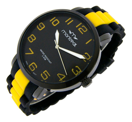 Reloj Montreal Hombre Ml1216 Malla Silicona Agujas Luminosas