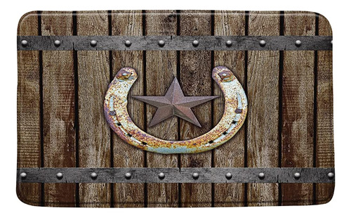 ~? Bnyarh Rustic Farmhouse Bath Mat Rusty Horseshoe Texas St