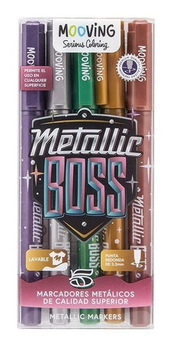 Marcadores Mooving Metallic Boss x5