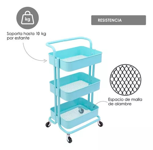 Carrito De Almacenamiento Organizador Con Ruedas Multiusos Amarillo ilios  innova carrito de metal