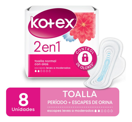 Toallas Femeninas Kotex Con Alas Duo X8un