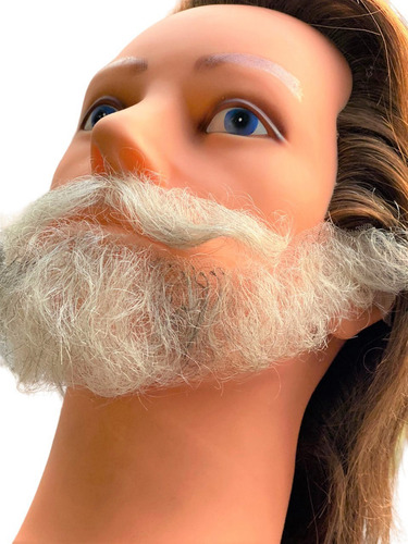 Barba Falsa Postiça Grisalha Loira Cabelo Natural + Bigode