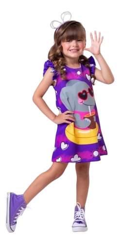 Vestido Infantil Juvenil Trapézio Godê Zoológico Floresta 