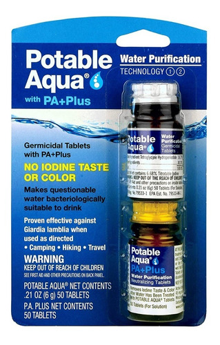 Tabletas Para Potabilizar Agua Potable Aqua.